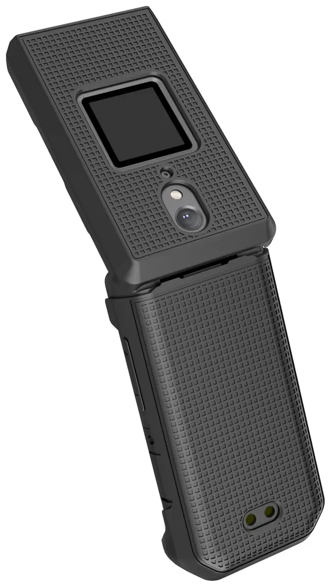 Nakedcellphone Grid Series Black Flip Phone Case for CAT S22 | Hard Polycarbonate with Matte Grip - view 4