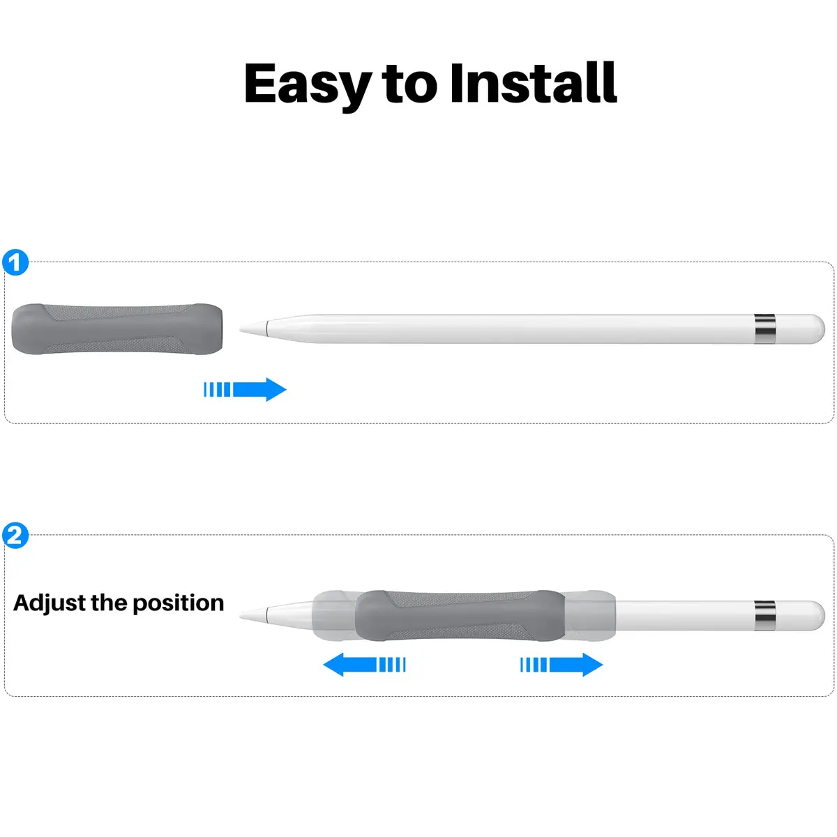 NIUTRENDZ 3 Pack Silicone Grip for Apple Pencil 1st Generation, Grey + Black + White | Ergonomic Sleeve for Comfortable Writing - view 5
