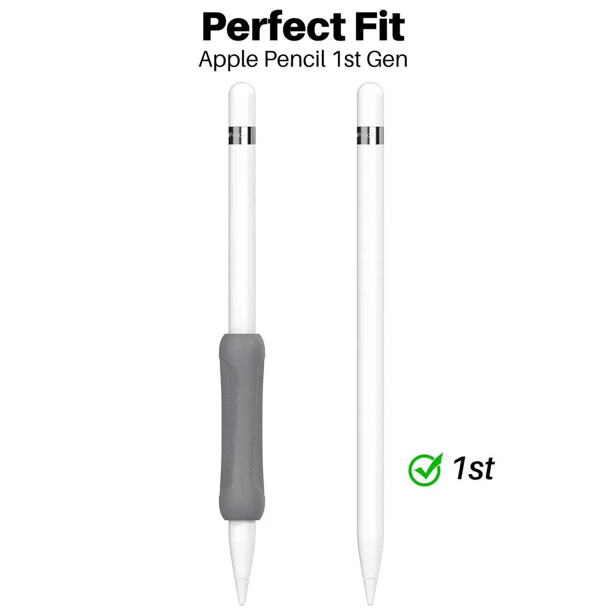 NIUTRENDZ 3 Pack Silicone Grip for Apple Pencil 1st Generation, Grey + Black + White | Ergonomic Sleeve for Comfortable Writing - view 2
