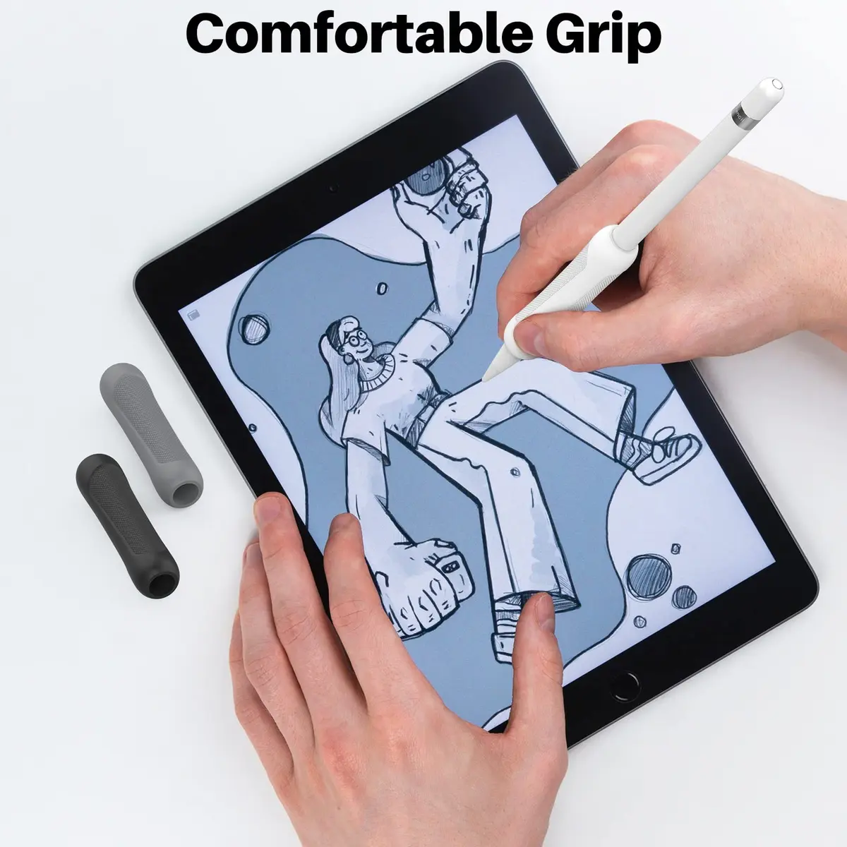 NIUTRENDZ 3 Pack Silicone Grip for Apple Pencil 1st Generation, Grey + Black + White | Ergonomic Sleeve for Comfortable Writing - view 3