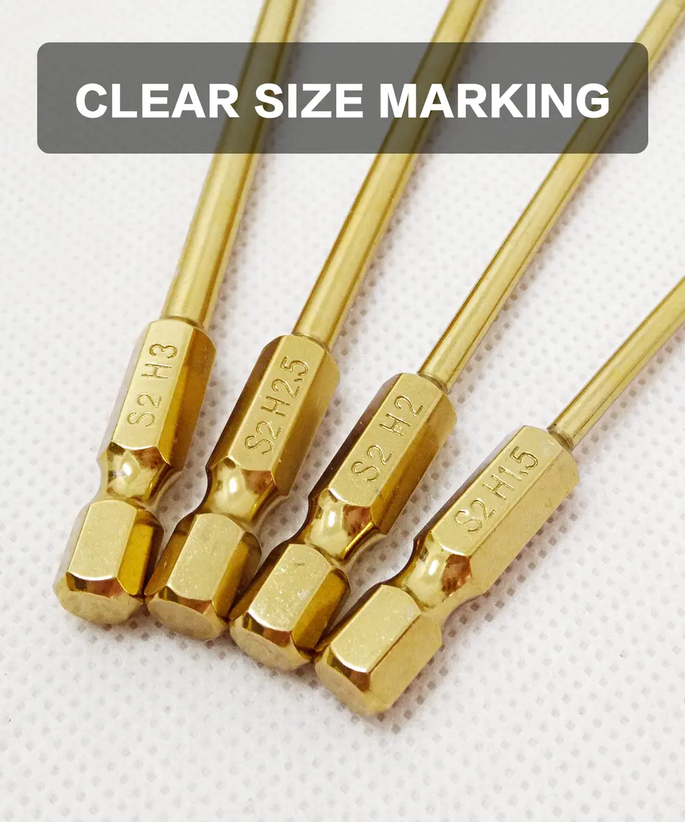 Raflot RC Hex Bit Set 1.5mm, 2.0mm, 2.5mm & 3.0mm | Titanium Coated, High Hardness (100mm Length) - view 2