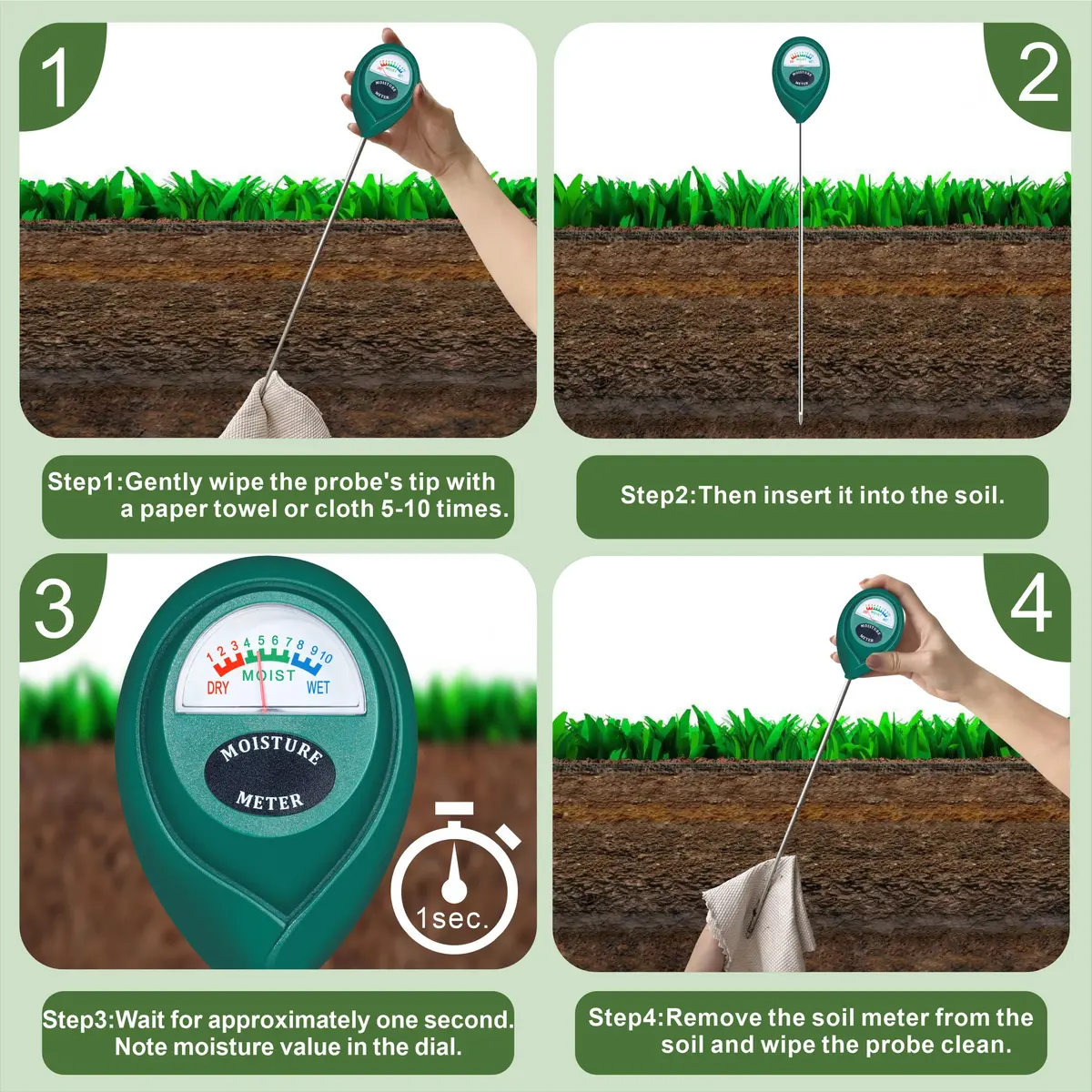XLUX 2 Pack Long Probe Soil Moisture Meter, Battery-Free | Accurate Deep Soil Hydration Check - view 4