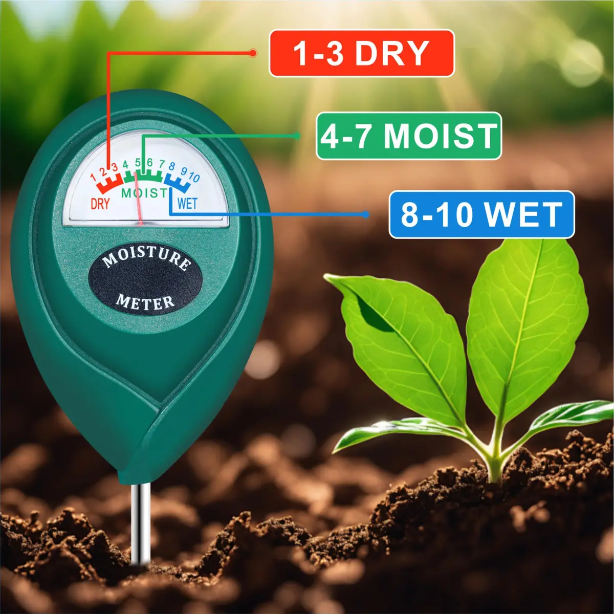 XLUX 2 Pack Long Probe Soil Moisture Meter, Battery-Free | Accurate Deep Soil Hydration Check - view 3
