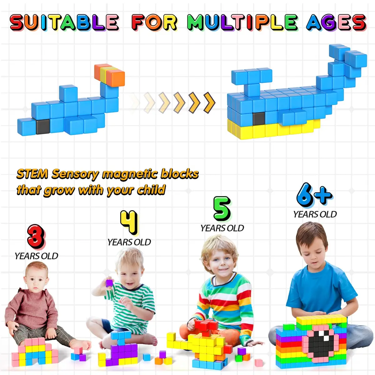 Apluses Magnetic Blocks 54 PCS (1 Inch Cubes) | STEM Educational Building Toy for Kids 3+ - view 3