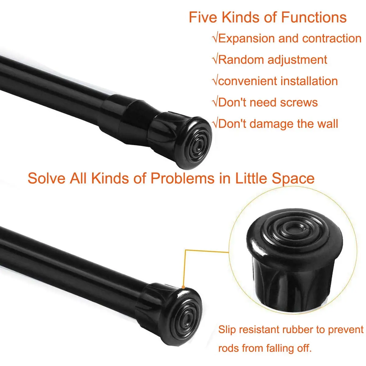 HILLHOME Small Tension Rod 15.7 in to 28 in | Space-Saving Extendable Curtain Rod - view 3