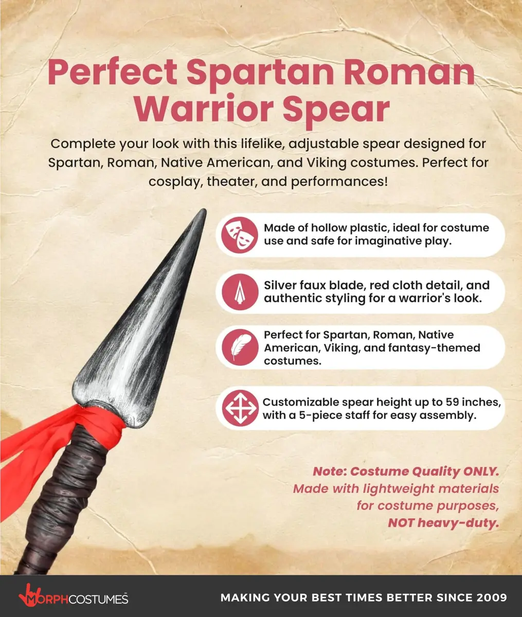 Nicky Bigs Novelties Spartan Warrior Spear, 1.5m | Costume Prop for Adults - view 2