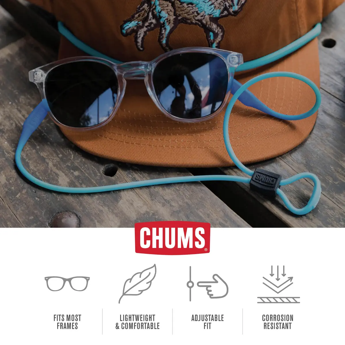 Chums Slim Retainer - Adjustable Silicone Eyewear Keeper - 19" Low Profile Safety & Sports Eyewear Strap - view 4