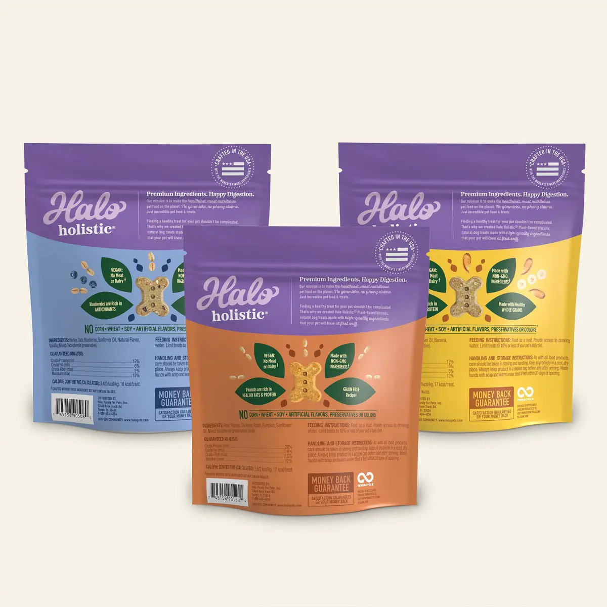 Halo Plant-Based Dog Treats Variety Pack 8 oz | Crunchy, Vegan & All-Natural Dog Snacks - view 3