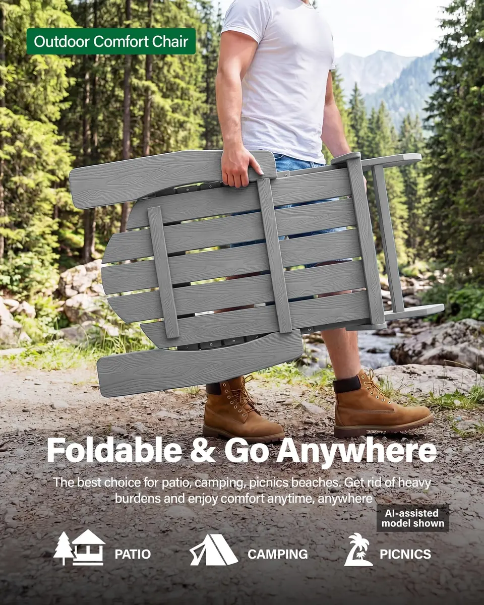 MXIMU Folding Adirondack Chair for Outdoor | Easy Assembly & Comfortable Seating - view 5