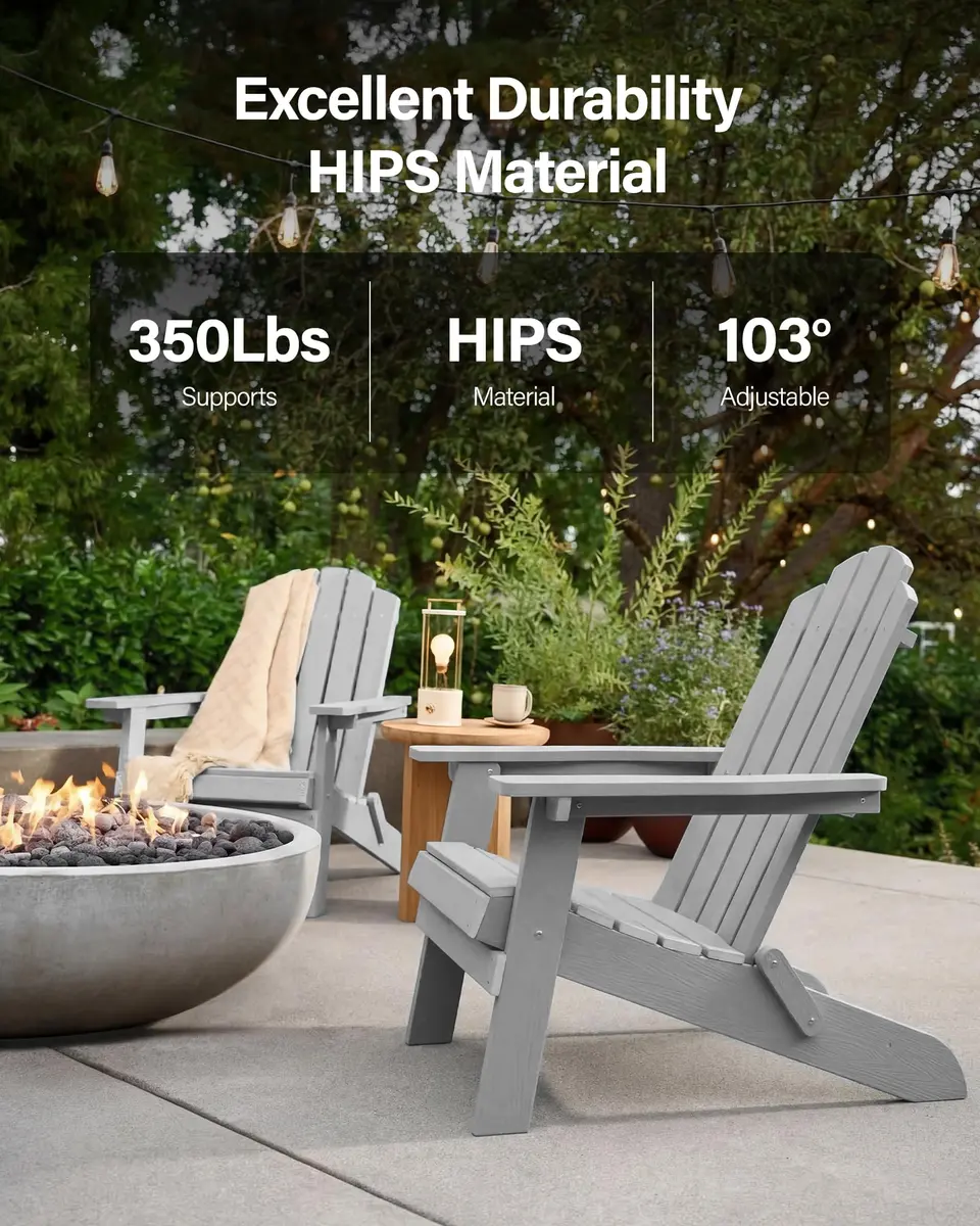 MXIMU Folding Adirondack Chair for Outdoor | Easy Assembly & Comfortable Seating - view 6
