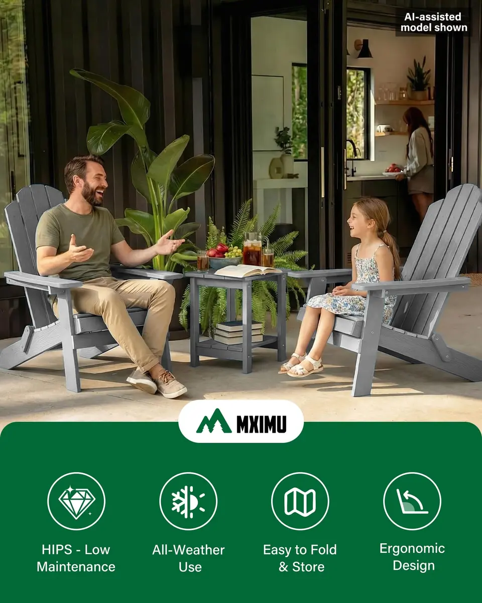 MXIMU Folding Adirondack Chair for Outdoor | Easy Assembly & Comfortable Seating - view 7