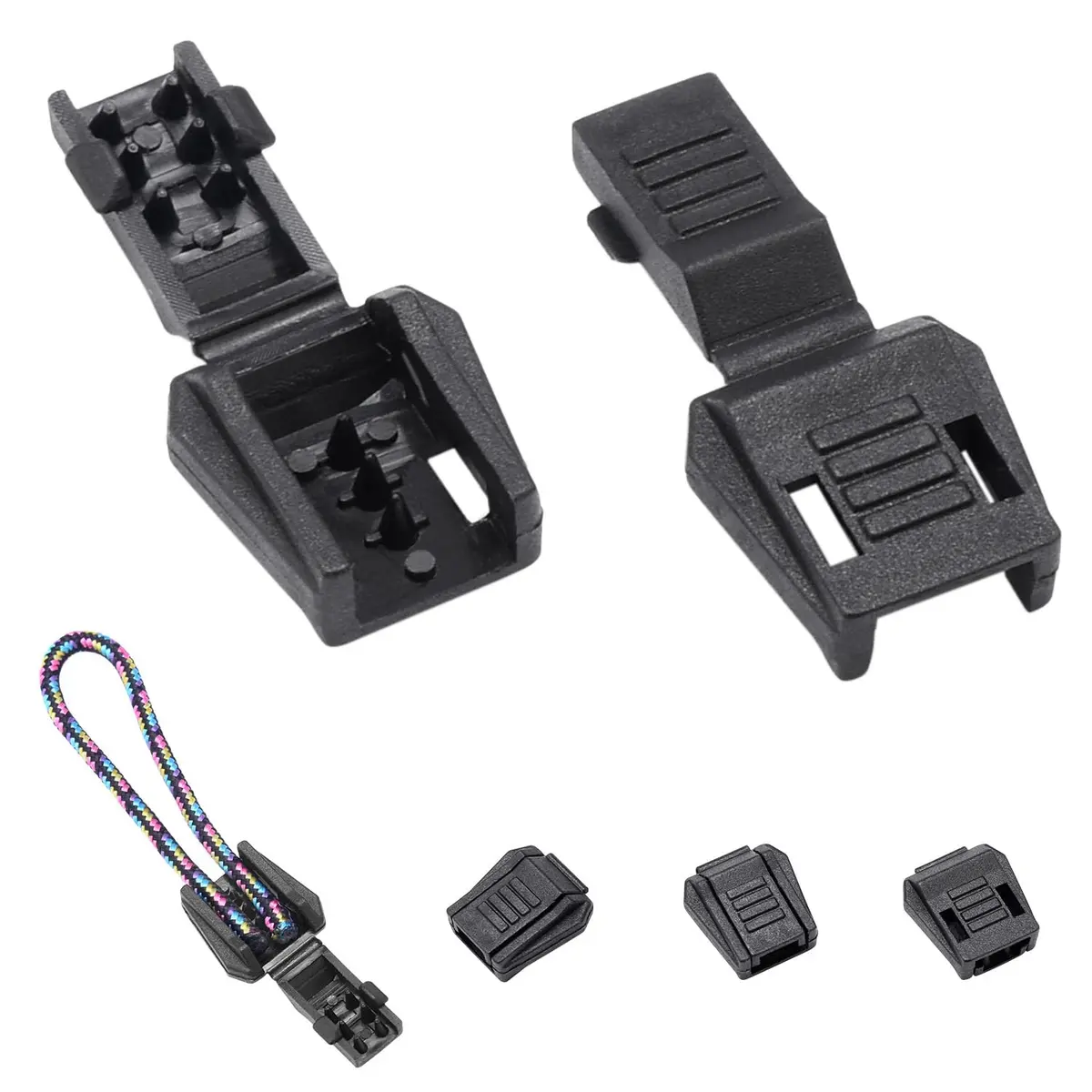 CooBigo Plastic Paracord Zipper Pulls Cord End Cap 50pcs | Elastic Shoelace Lock Drawstring Black - main product image