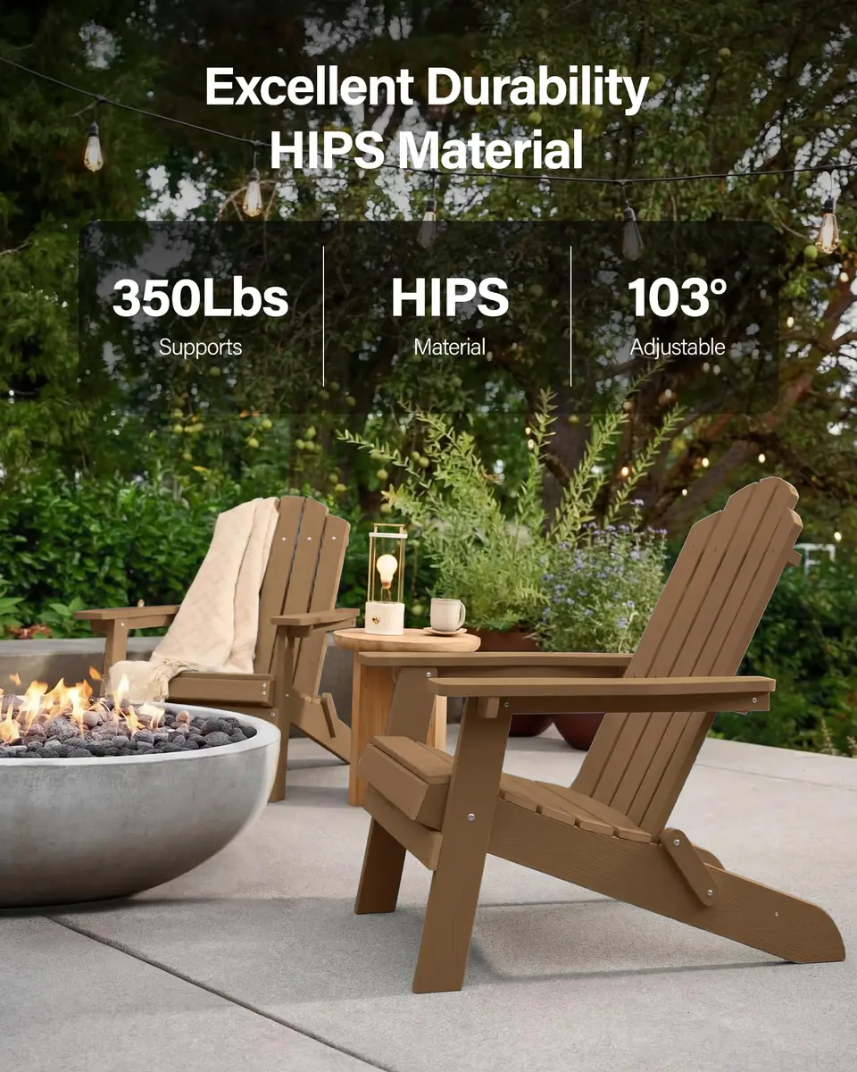 MXIMU Folding Adirondack Chair for Outdoor | Easy Assembly & Comfortable Design - view 6