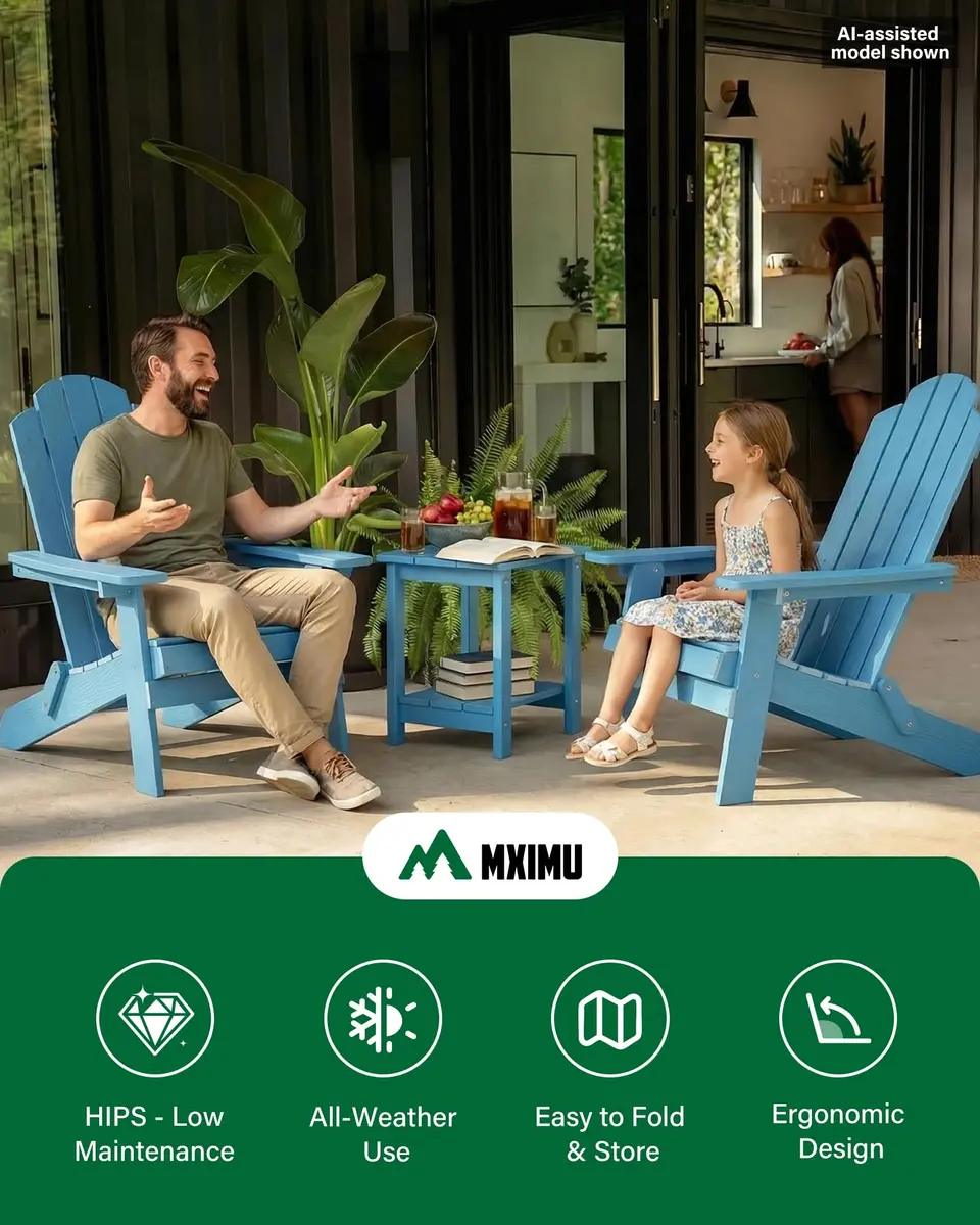 MXIMU Folding Adirondack Chair for Outdoor, Easy to Assemble & Comfortable - view 7