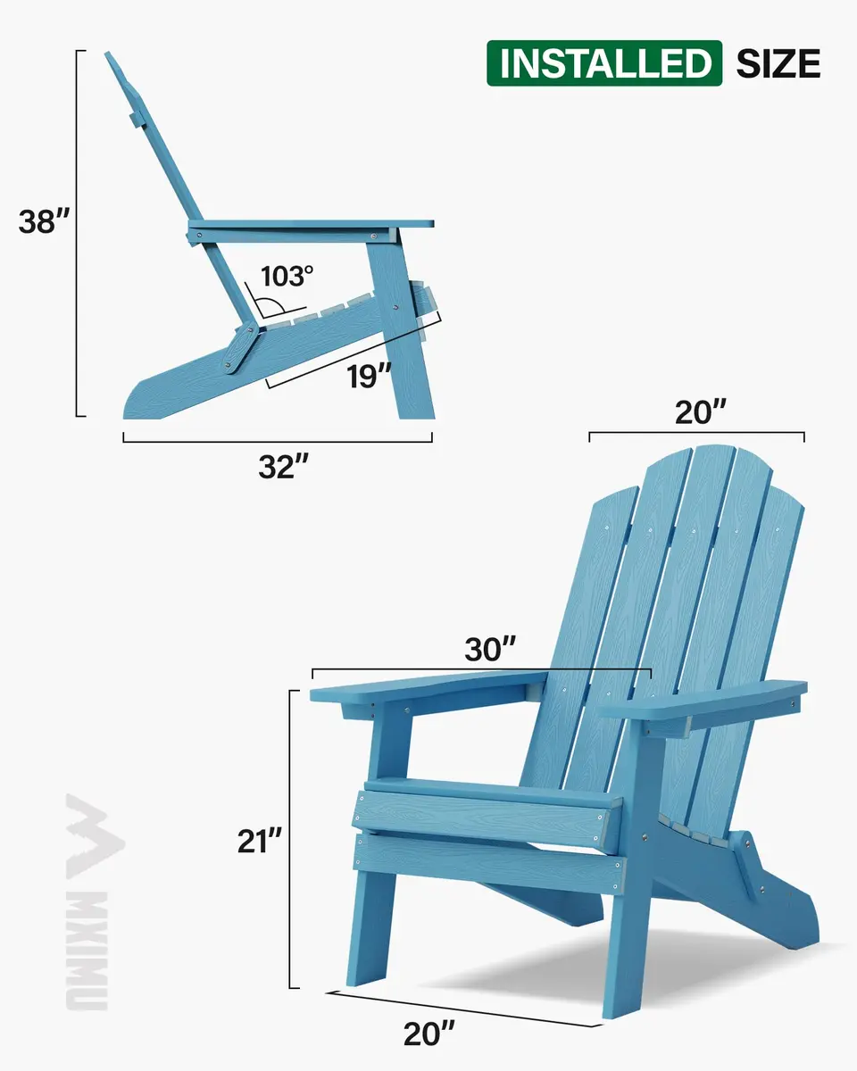 MXIMU Folding Adirondack Chair for Outdoor, Easy to Assemble & Comfortable - view 2