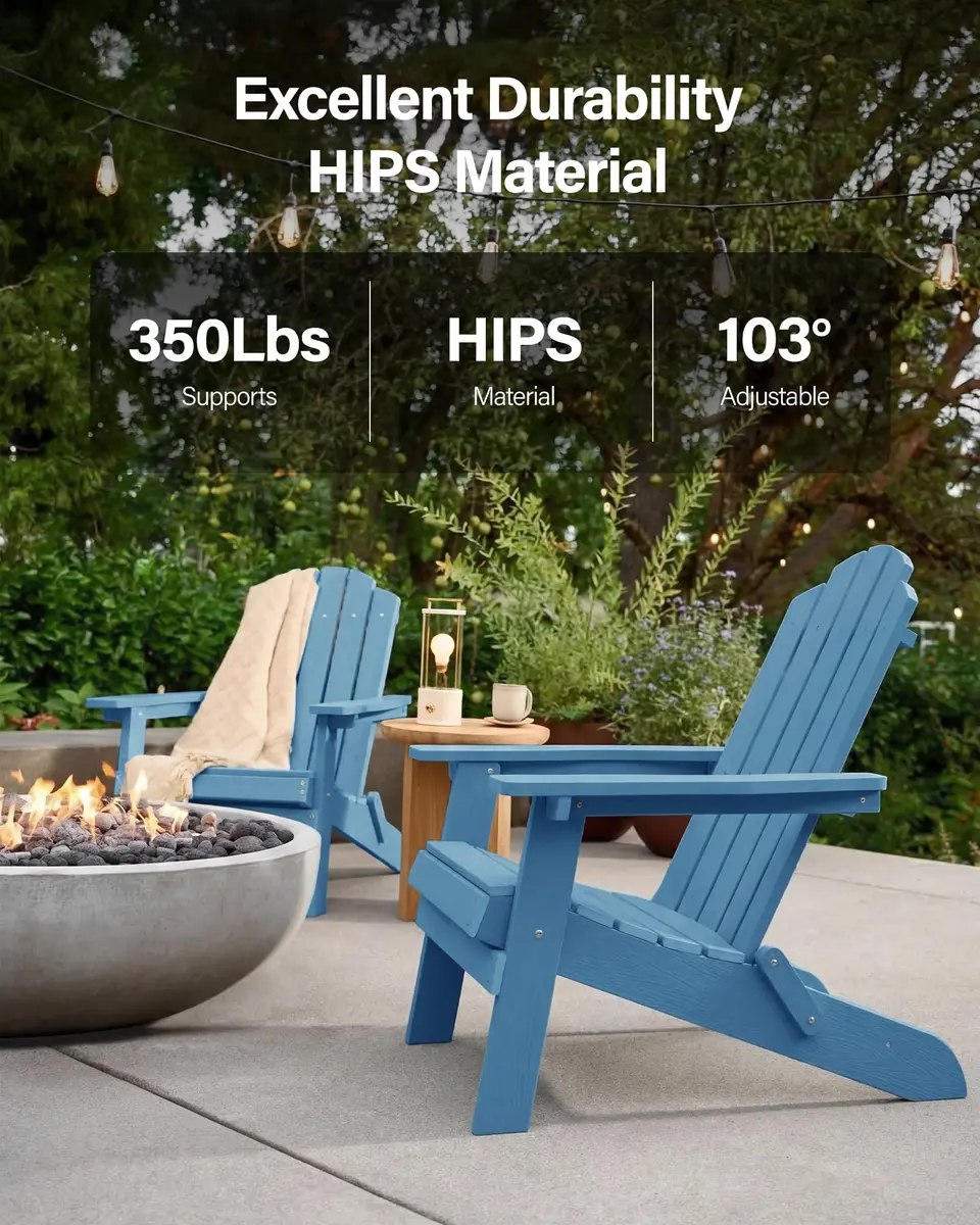 MXIMU Folding Adirondack Chair for Outdoor | Easy Assembly & Comfortable Design - view 6