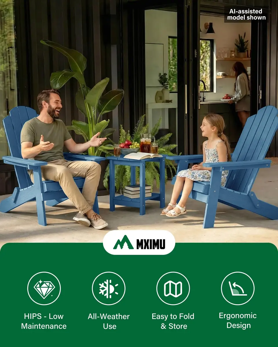 MXIMU Folding Adirondack Chair for Outdoor | Easy Assembly & Comfortable Design - view 7
