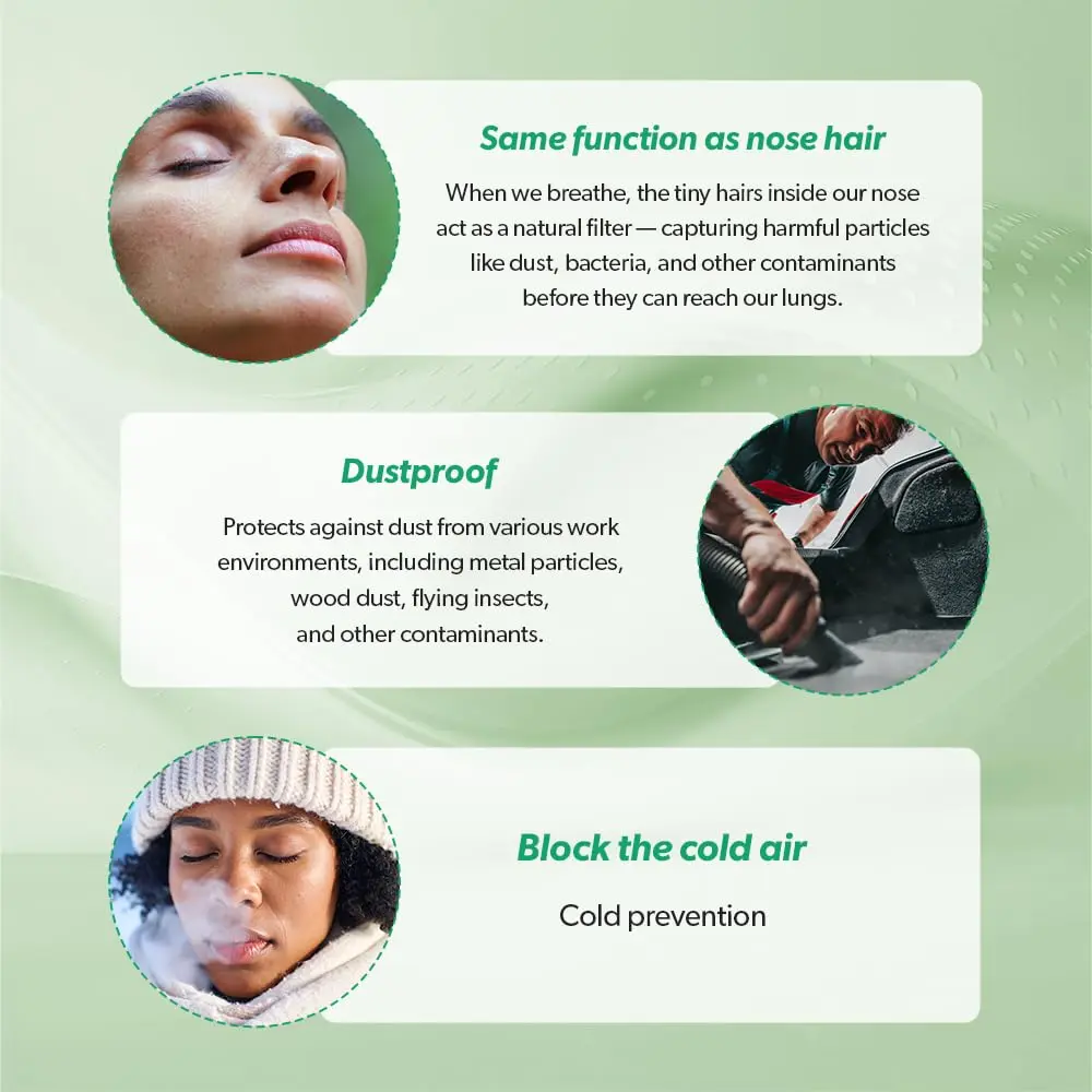 KOKOK 3-Ply HEPA Nose Filter Pack of 3 (Large) | Reusable Air Filtration for Dust & Pollution - view 4