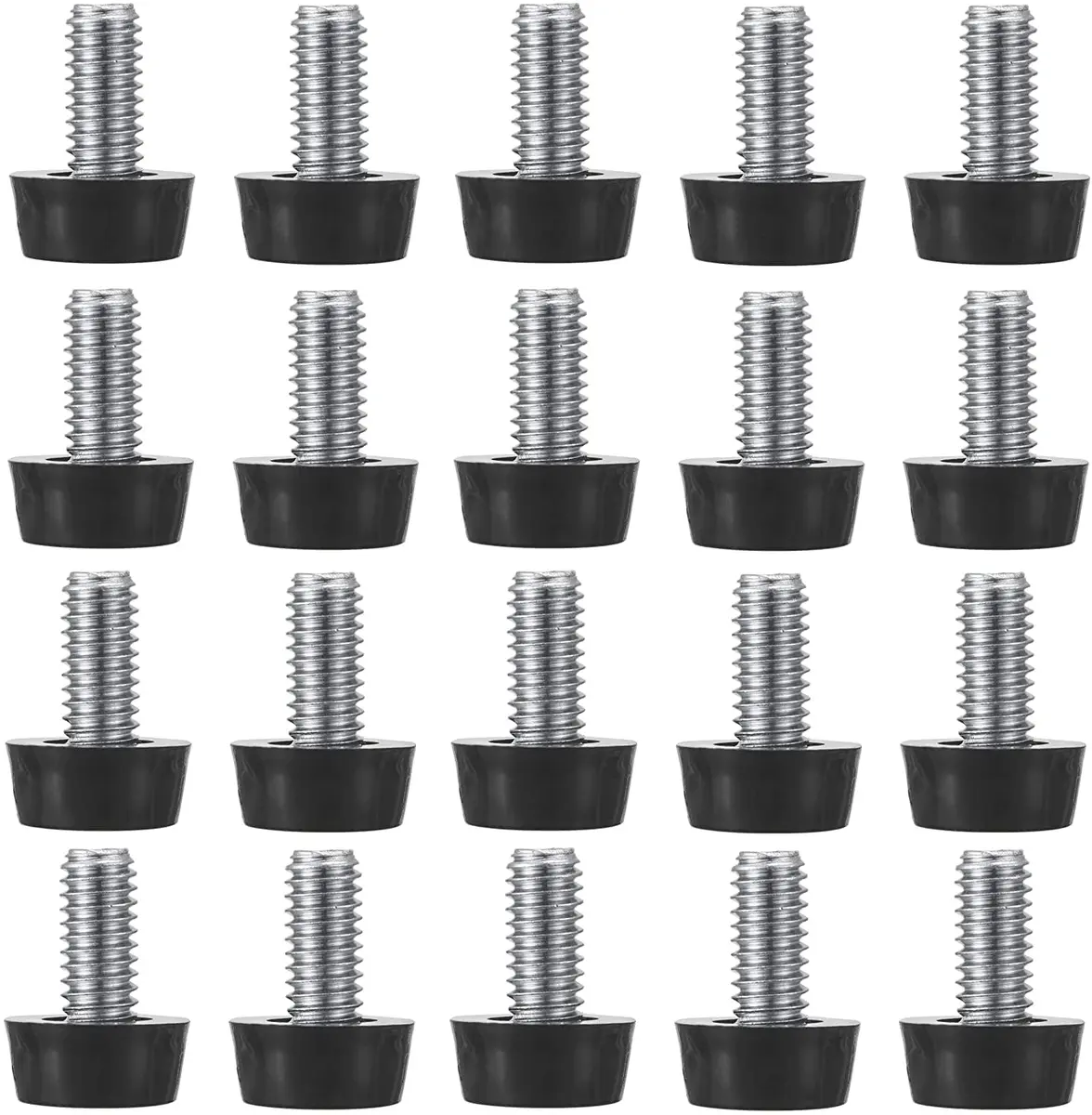 EZALOR M8 Thread Furniture Levelers 20 pcs | Adjustable Stainless Steel Screws for Light Duty Furniture - main product image