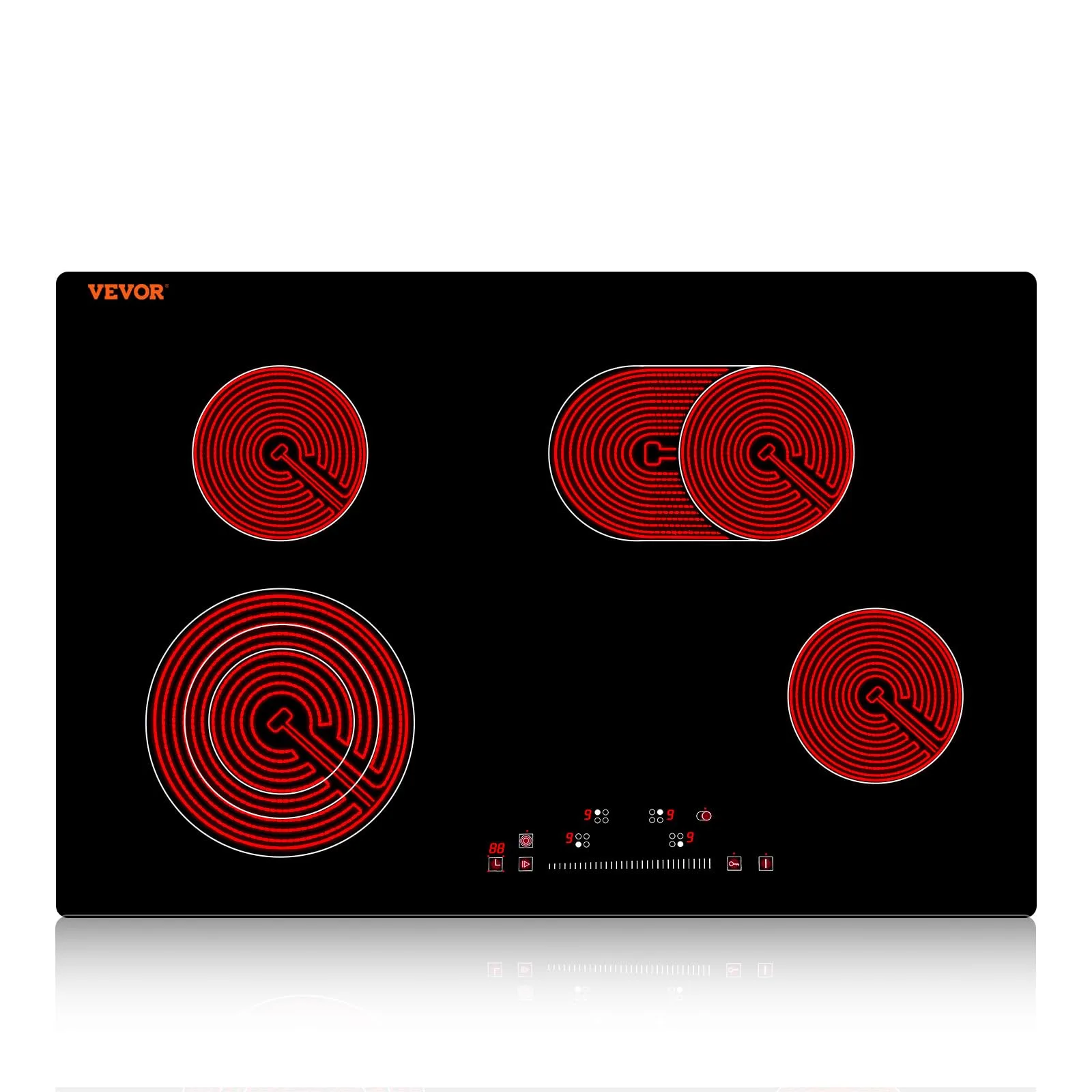 VEVOR 30inch 4 Burners Electric Cooktop 9 Power Levels Sensor Touch Control Ceramic Glass Surface - main product image