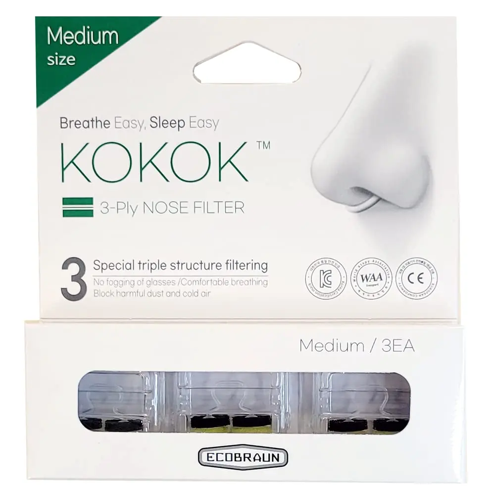 KOKOK 3-Ply HEPA Nose Filter Medium (1.7g / 0.06 oz) | Reusable Air Filtration for Dust & Pollution - main product image