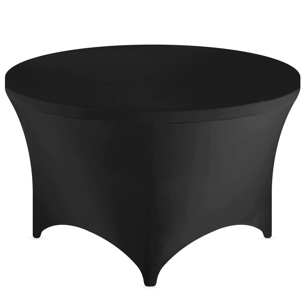 FestiCorp 60 Inch Round Fitted Tablecloth Black | Wrinkle-Free Stretch Cover for Indoor & Outdoor Use - main product image