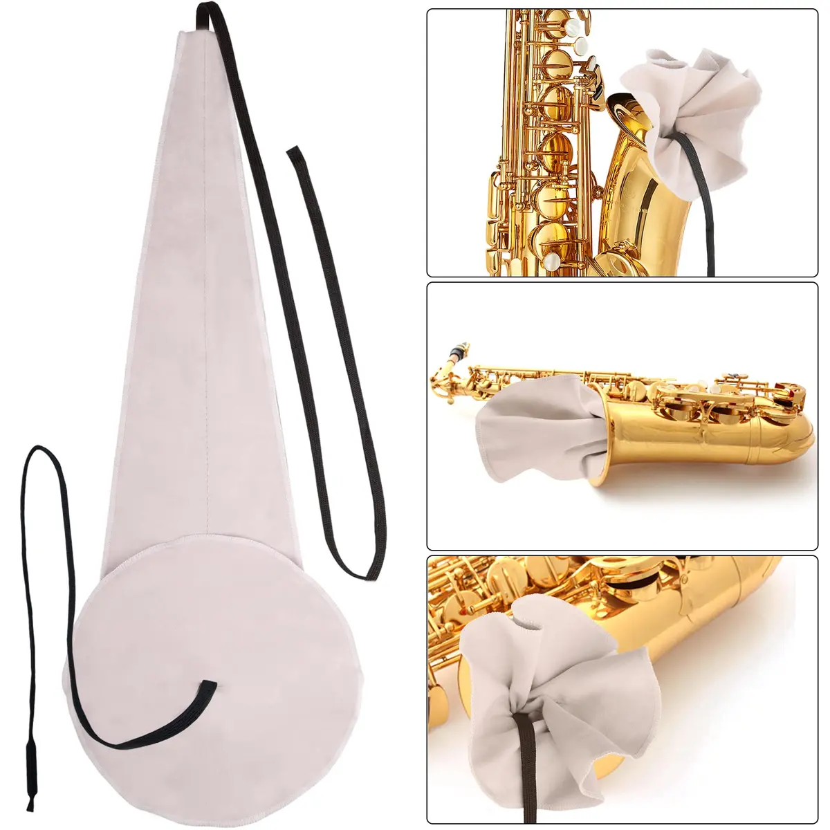Eison Saxophone Cleaning Kit with Case for Alto, Tenor, Clarinet, Flute, Trumpet - 8PCS Mouthpiece Cushions & Microfiber Cloths (Beige) - view 4