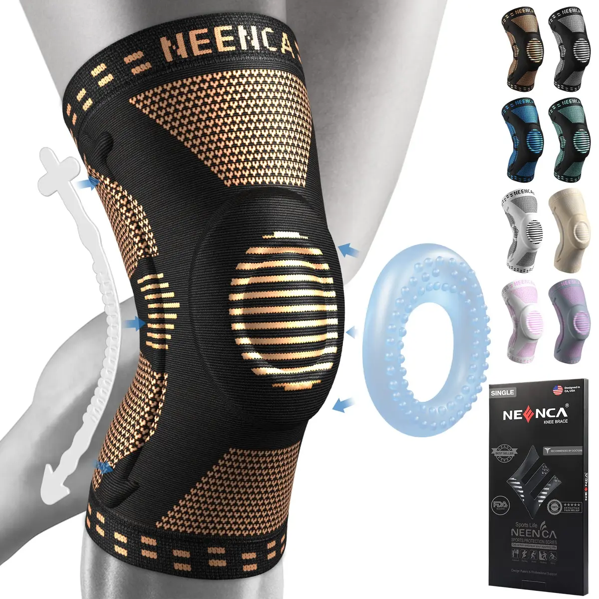 NEENCA Professional Knee Brace for Pain Relief | Medical Support with Patella Pad & Stabilizers, FSA/HSA Approved (98-120 chars) - main product image