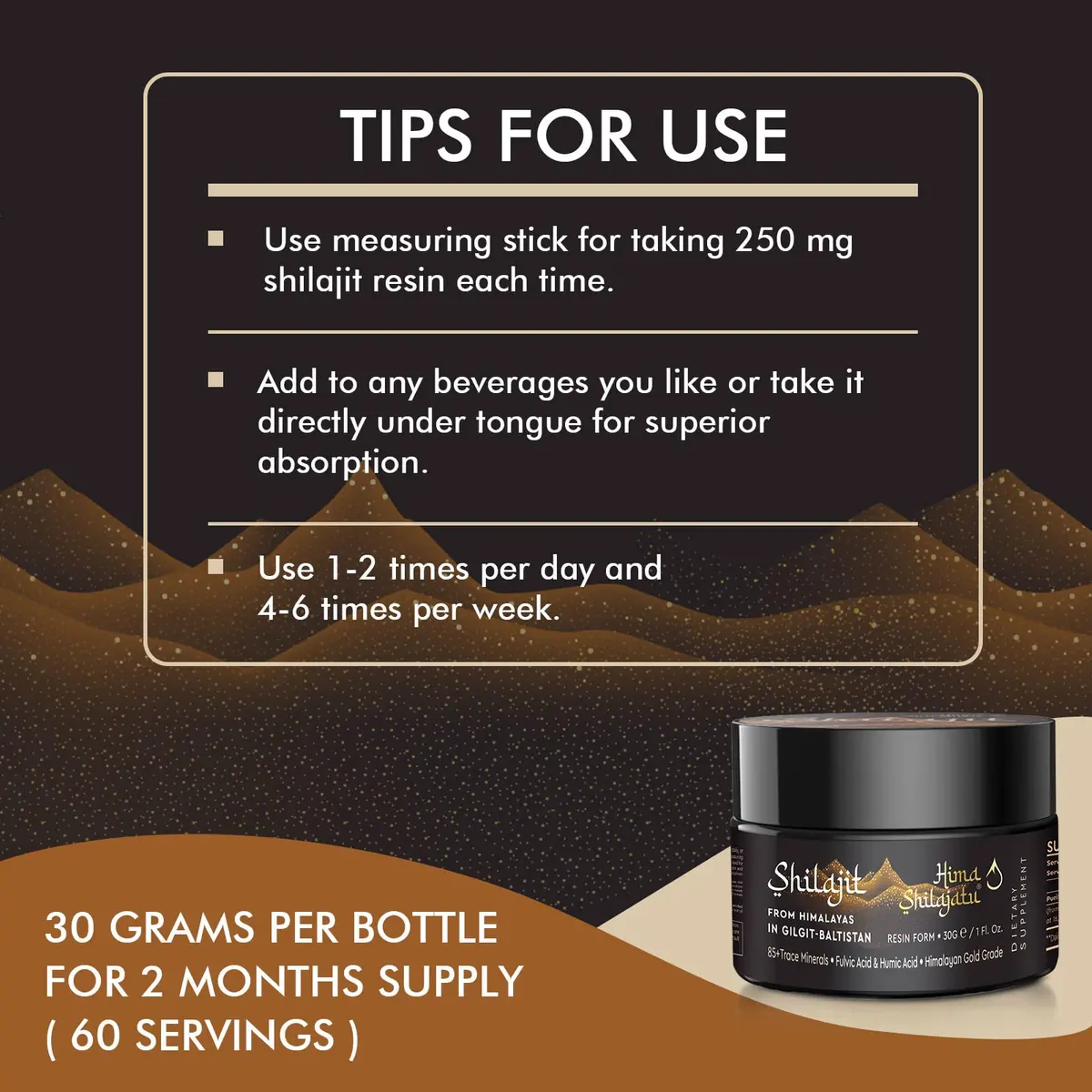 Hima Shilajatu Shilajit Resin 30g | Himalayan Organic Fulvic Acid & Trace Minerals - view 6