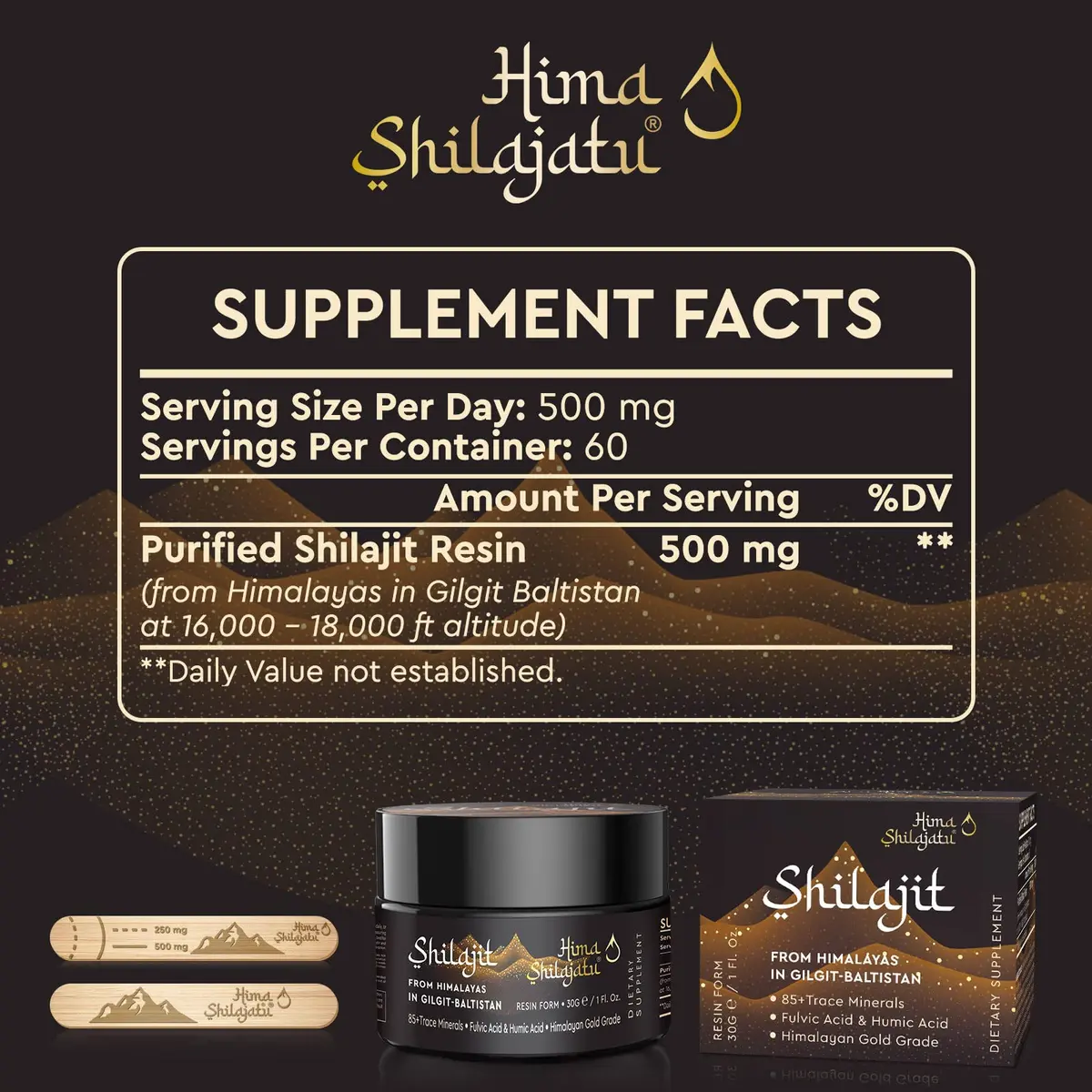 Hima Shilajatu Shilajit Resin 30g | Himalayan Organic Fulvic Acid & Trace Minerals - view 2