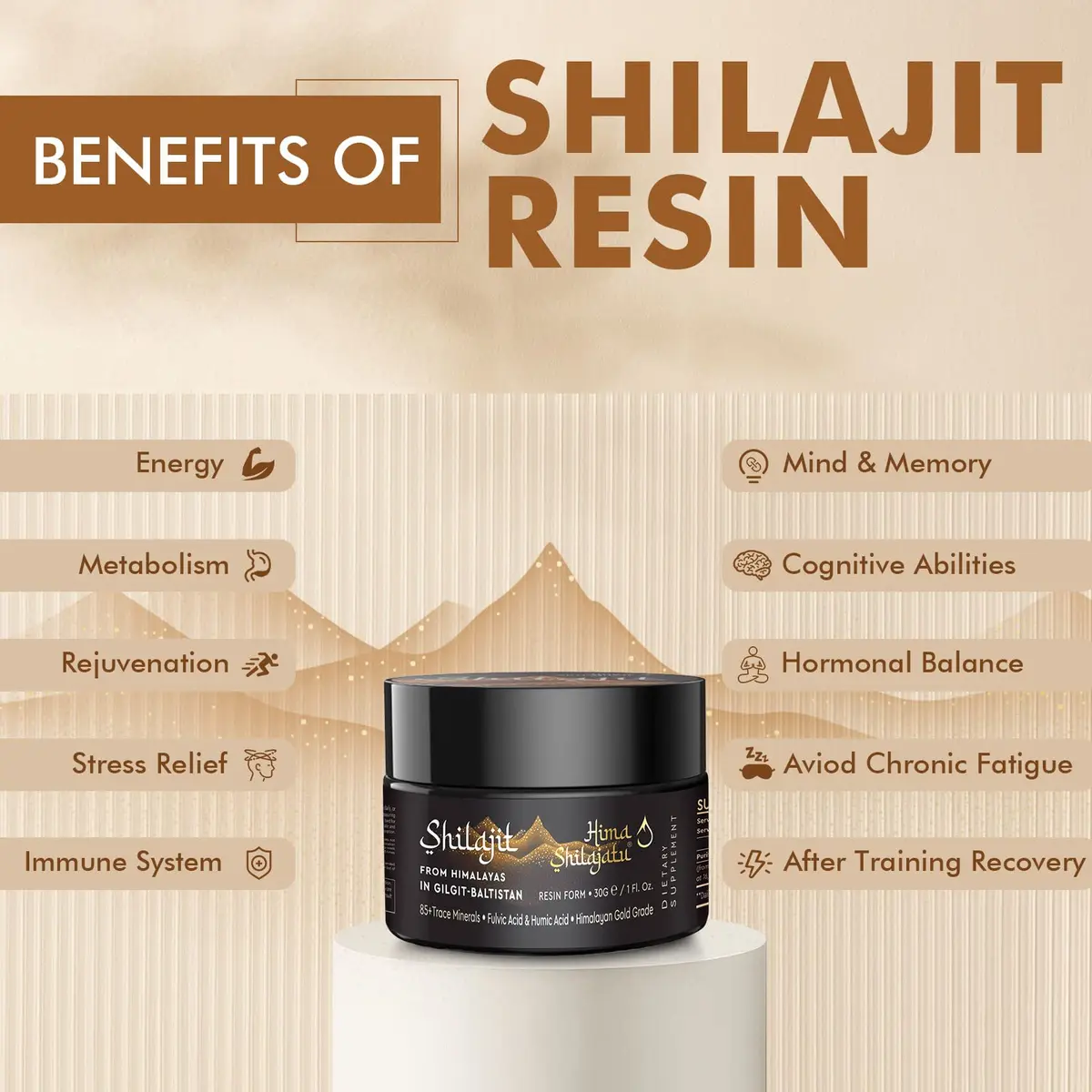 Hima Shilajatu Shilajit Resin 30g | Himalayan Organic Fulvic Acid & Trace Minerals - view 3
