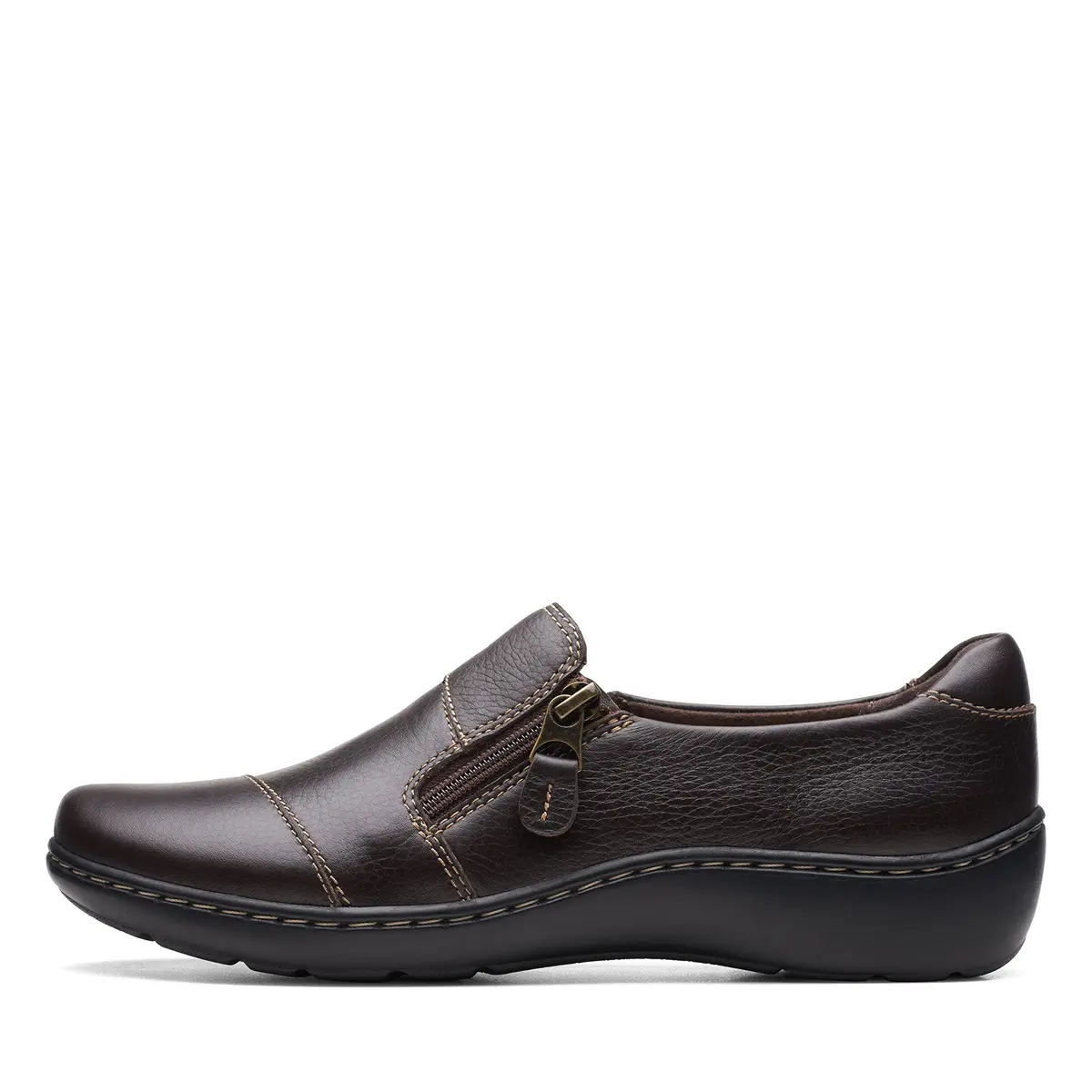 Clarks Women's Cora Harbor Loafer Dark Brown Leather 4.5 cm (1.75 in) Heel | Comfortable Everyday Fashion - main product image