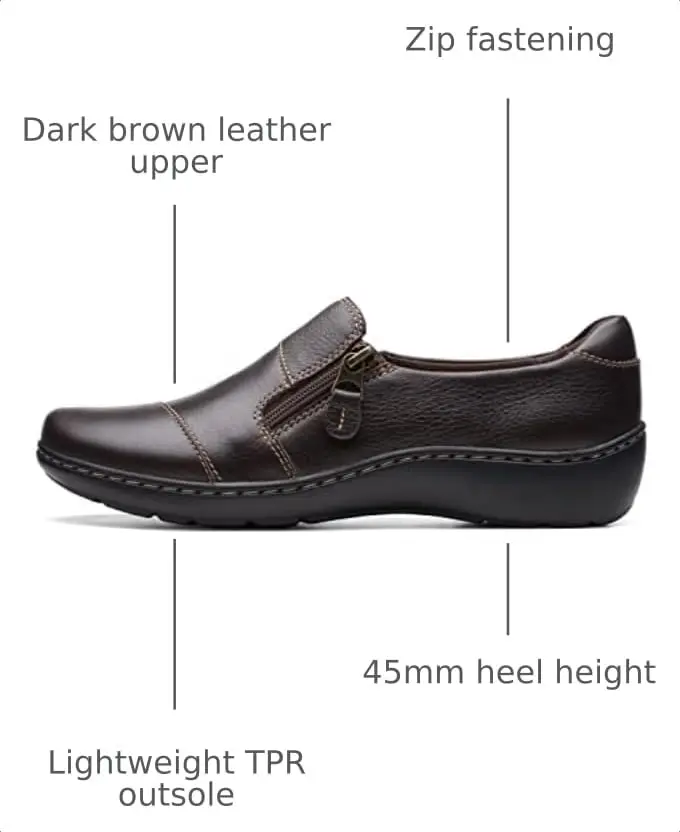 Clarks Women's Cora Harbor Loafer Dark Brown Leather 4.5 cm (1.75 in) Heel | Comfortable Everyday Fashion - view 3