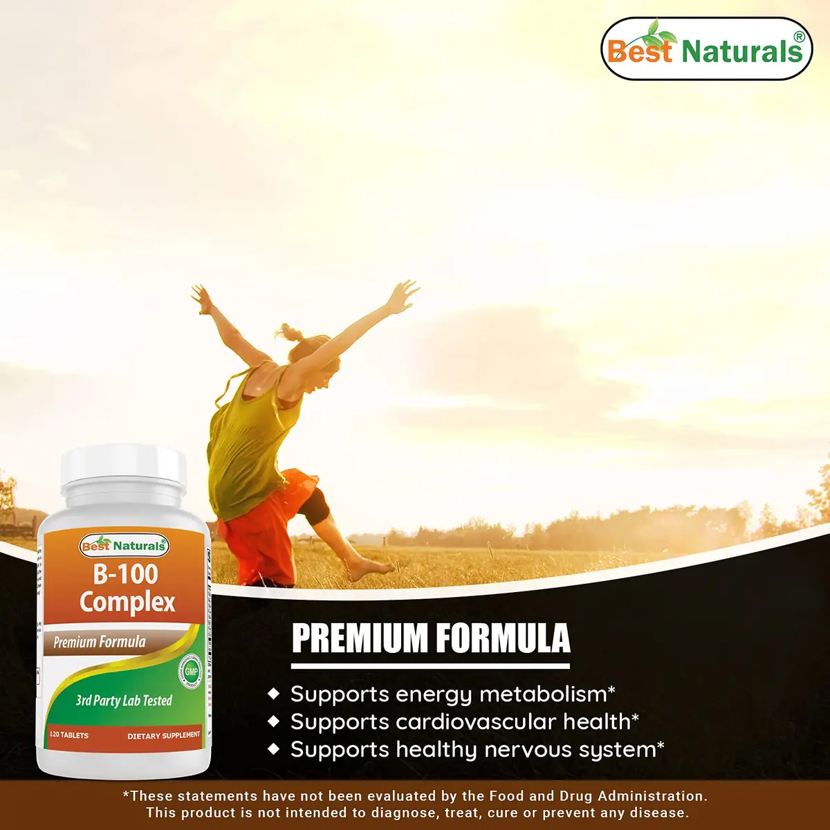 Best Naturals B 100 Complex 120 Tablets | B Vitamins for Energy & Immunity - view 4
