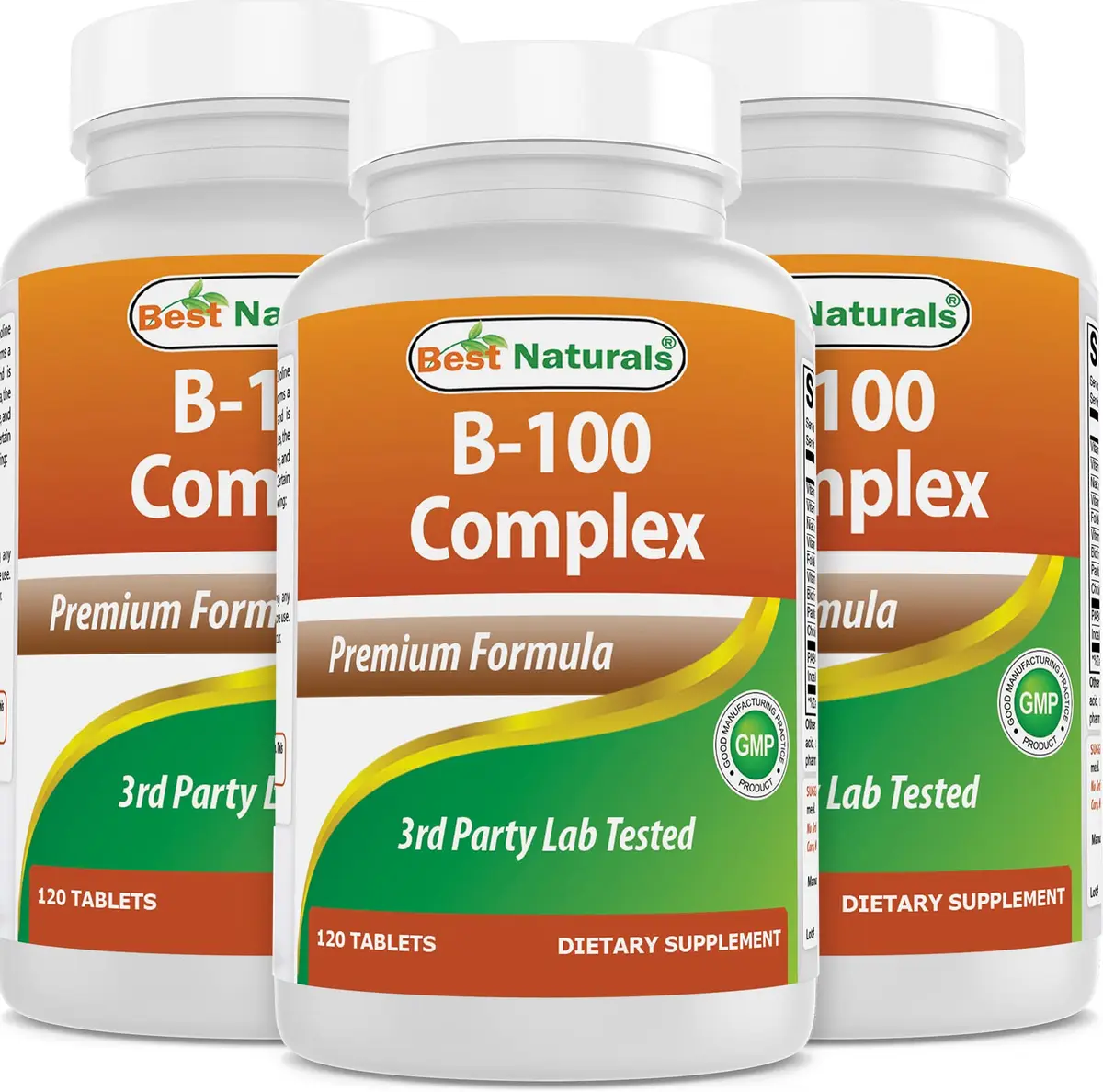 Best Naturals B 100 Complex 120 Tablets | B Complex Vitamins for Adults - main product image