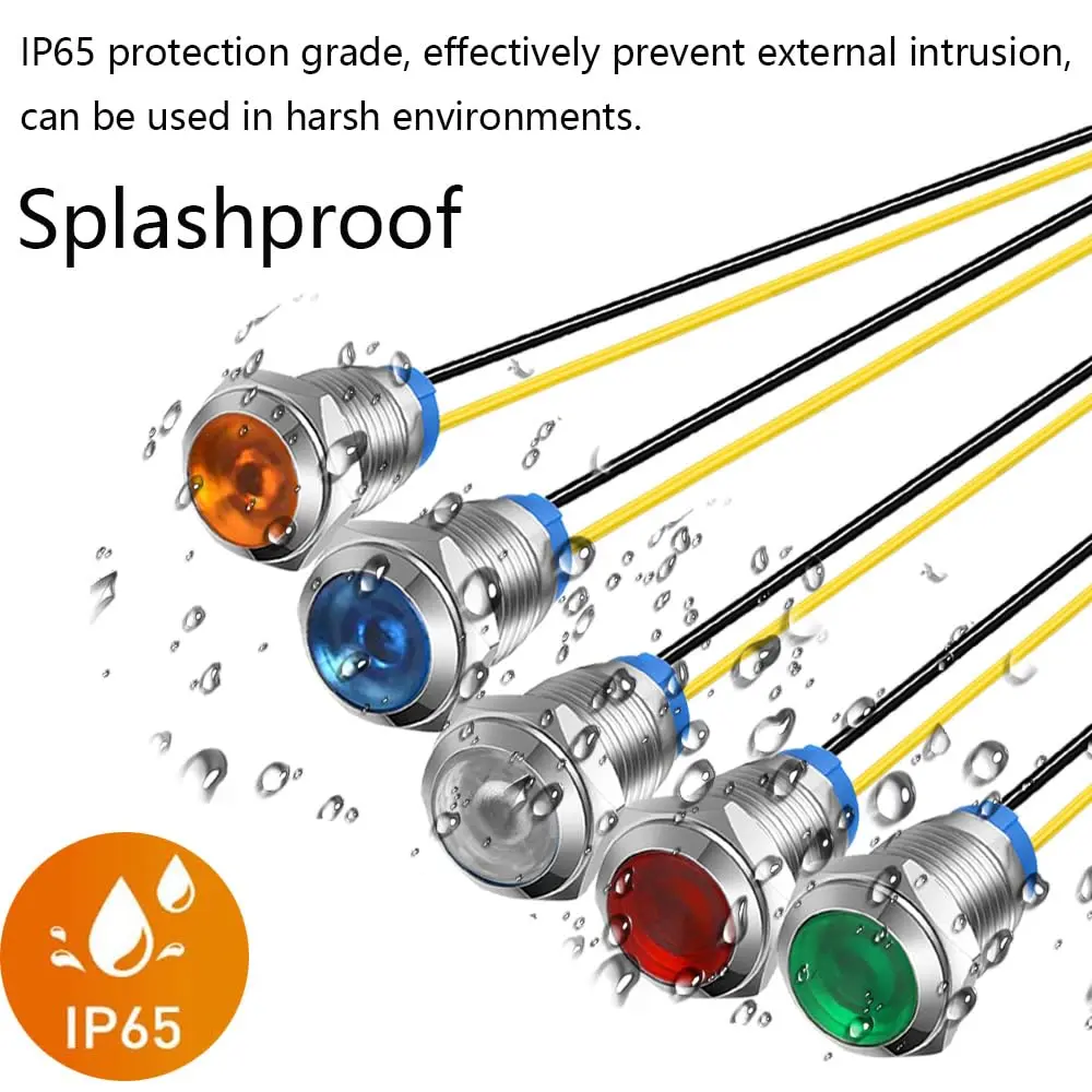Gebeldet Blue 5pcs 10mm LED Metal Indicator Light 230VAC (0.82 inch) | Waterproof Signal Lamp - view 5