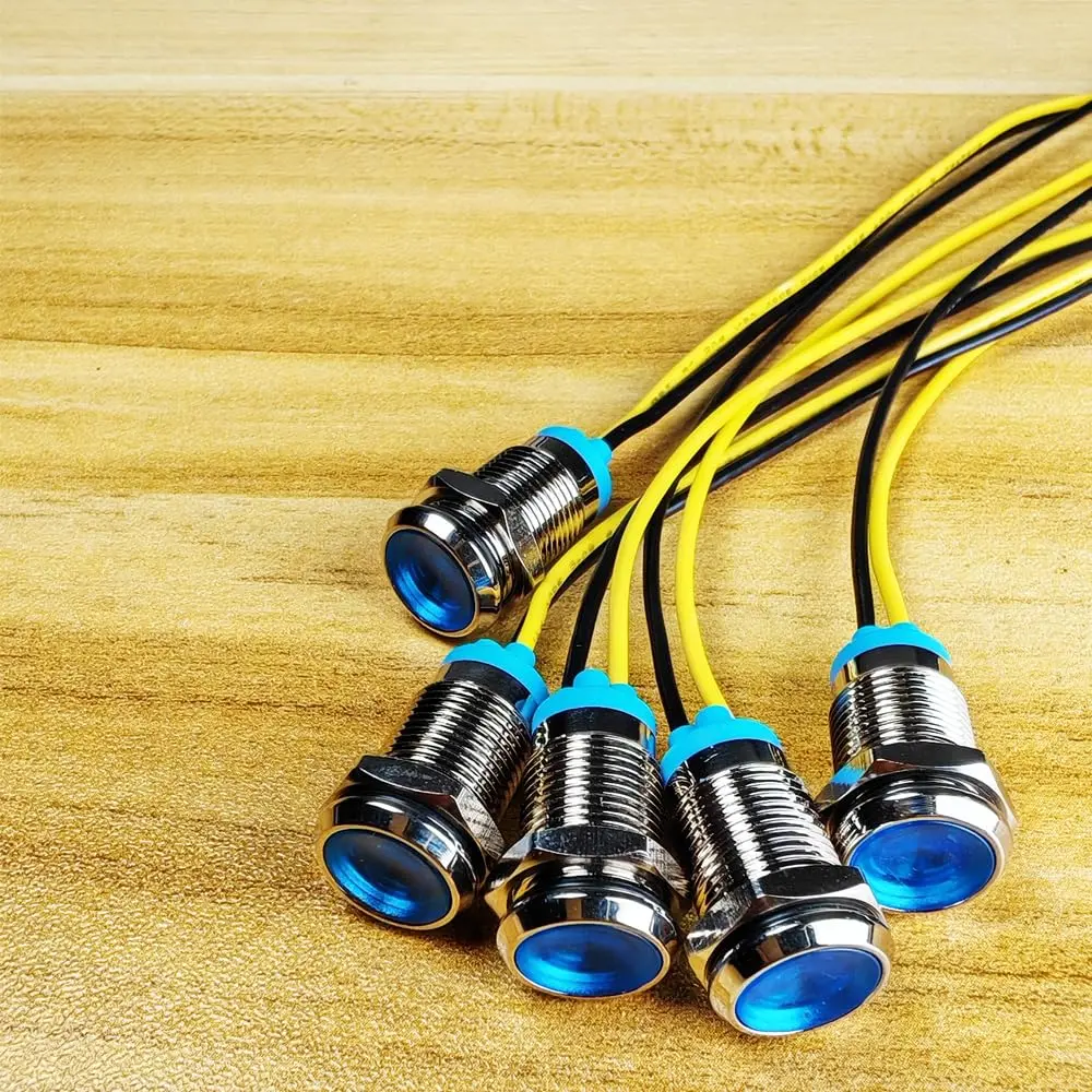 Gebeldet Blue 5pcs 10mm LED Metal Indicator Light 230VAC (0.82 inch) | Waterproof Signal Lamp - view 2