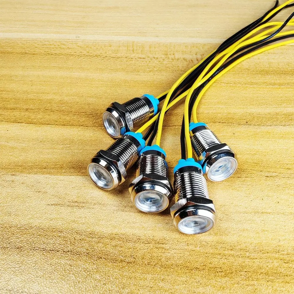 Gebelit White 5pcs 10mm LED Metal Indicator Light 220VAC Waterproof Signal Lamp | Industrial Electrical Indicator Lights - view 2
