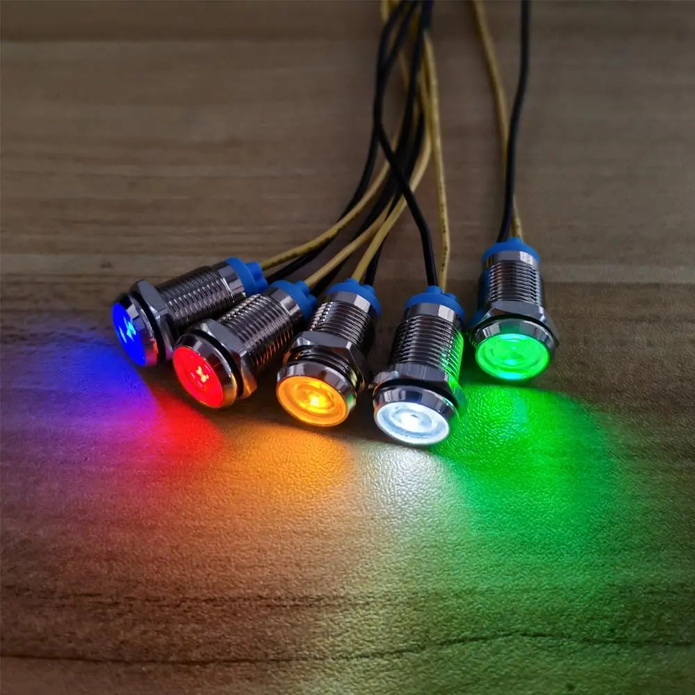 Gebelit White 5pcs 10mm LED Metal Indicator Light 220VAC Waterproof Signal Lamp | Industrial Electrical Indicator Lights - view 4