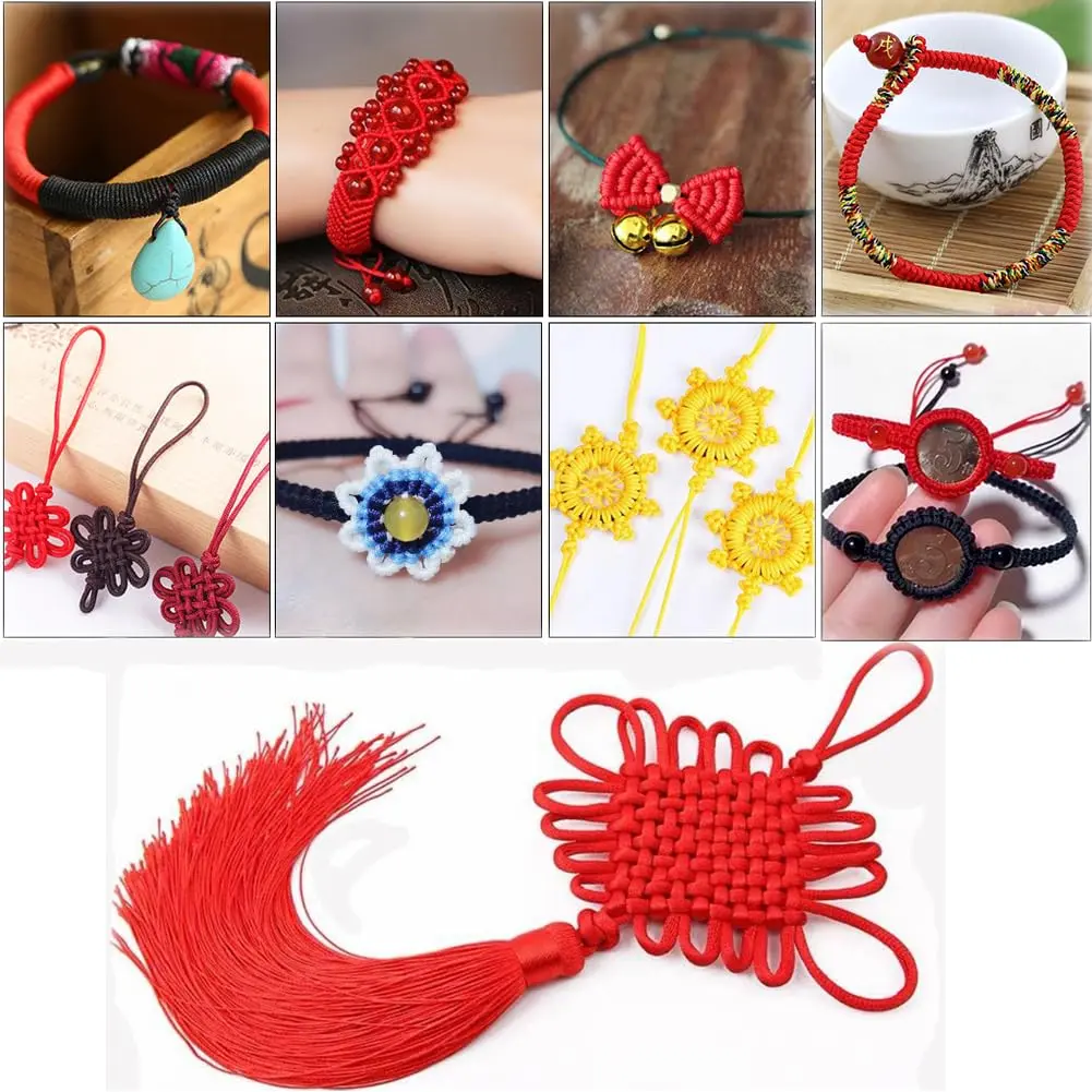 Xiezyu Red Nylon Beading Cord 0.5mm (150 Yards) | Braided Thread for Jewelry Making - view 5