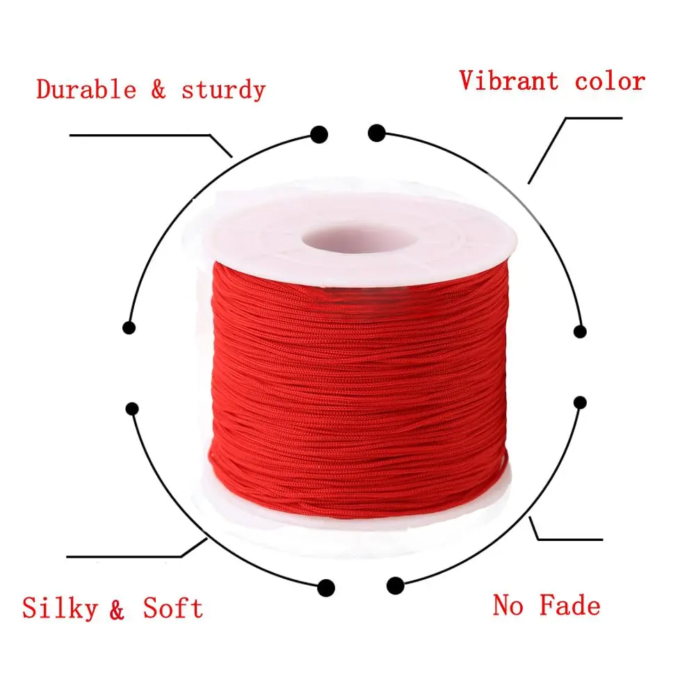 Xiezyu Red Nylon Beading Cord 0.5mm (150 Yards) | Braided Thread for Jewelry Making - view 3