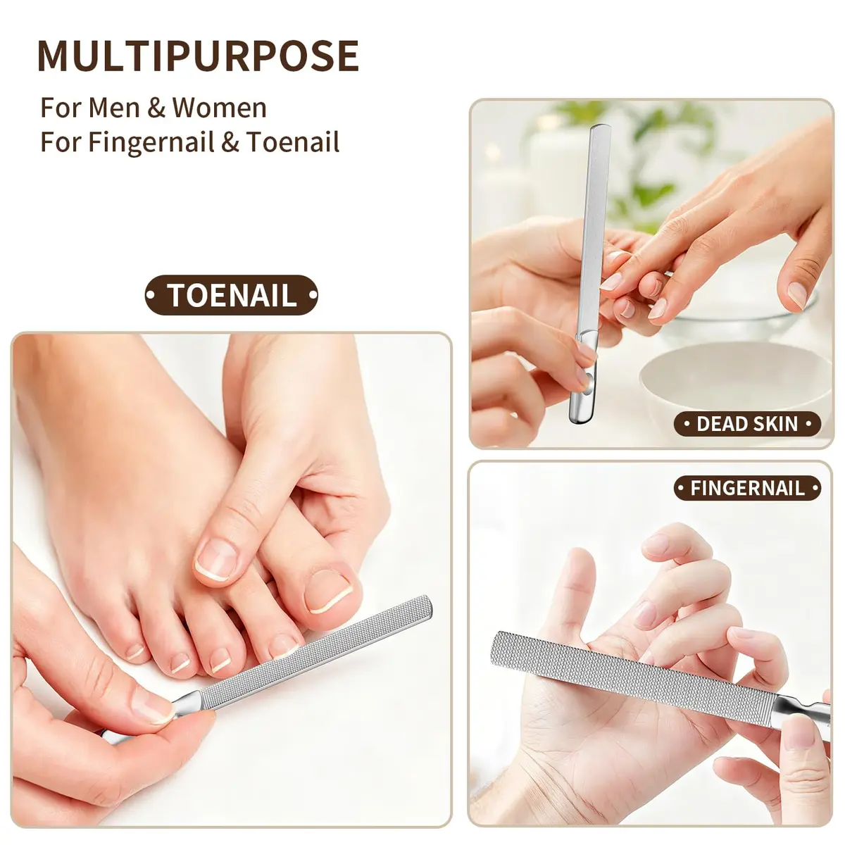 ZIZZON Professional Stainless Steel Nail File Double Sided for Natural Nails, 14.5cm (5.7 Inch) | Heavy Duty Reusable Manicure Filer - view 5