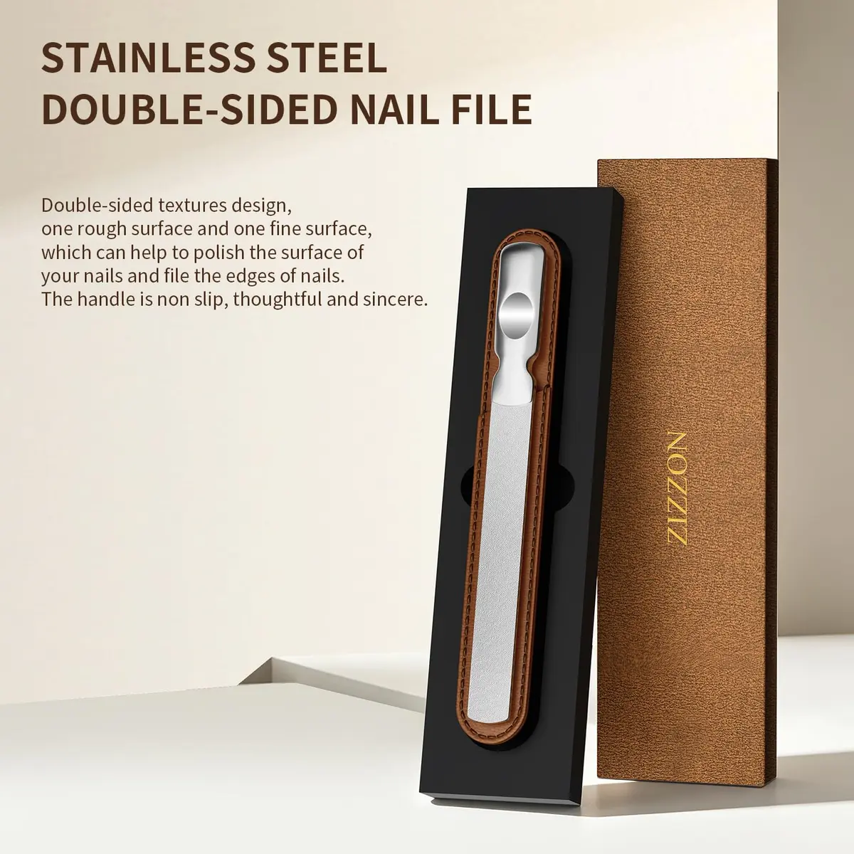 ZIZZON Professional Stainless Steel Nail File Double Sided for Natural Nails, 14.5cm (5.7 Inch) | Heavy Duty Reusable Manicure Filer - view 8