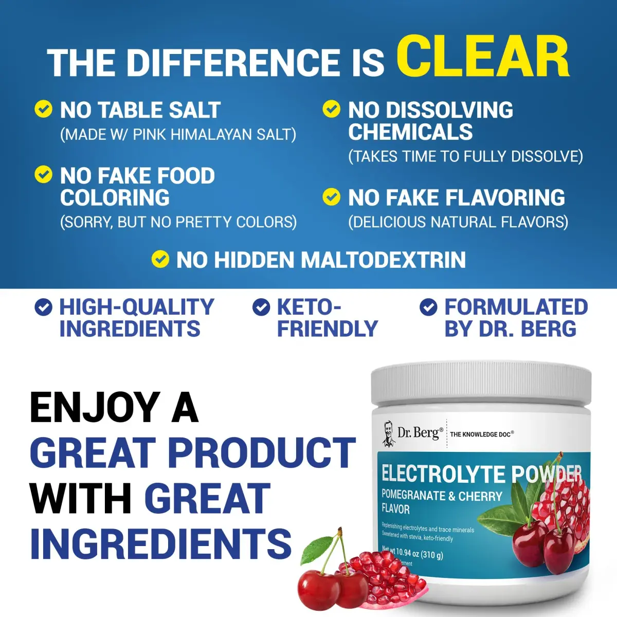 Dr. Berg Nutritionals Keto Electrolyte Powder 11.04 oz (313 g) | Zero Sugar Hydration Drink Supplement - view 5