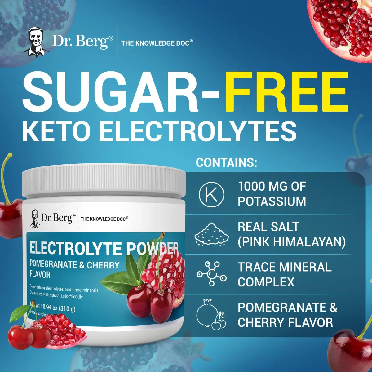 Dr. Berg Nutritionals Keto Electrolyte Powder 11.04 oz (313 g) | Zero Sugar Hydration Drink Supplement - view 7