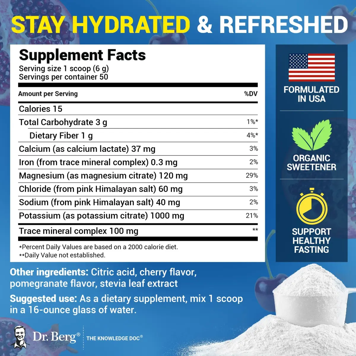 Dr. Berg Nutritionals Keto Electrolyte Powder 11.04 oz (313 g) | Zero Sugar Hydration Drink Supplement - view 3