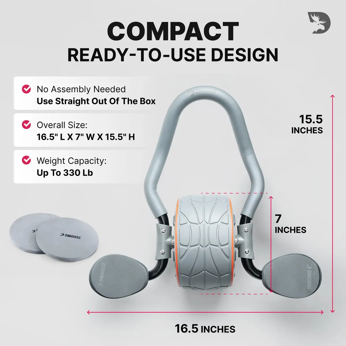 DMoose Fitness Ab Roller Wheel with Elbow Support & 2 Pads | Core Strength & Abs Workout Equipment - view 8