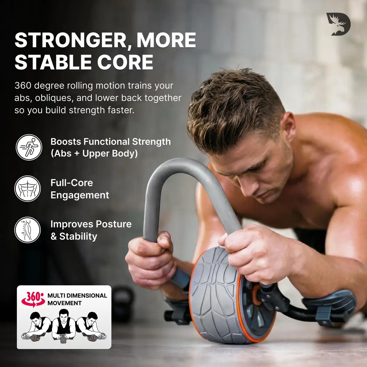 DMoose Fitness Ab Roller Wheel with Elbow Support & 2 Pads | Core Strength & Abs Workout Equipment - view 2