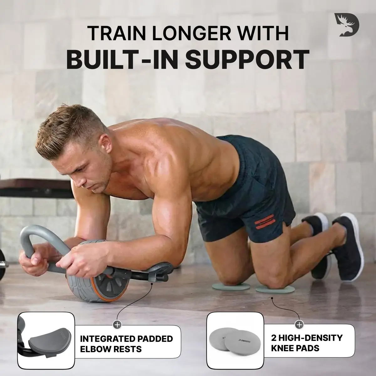 DMoose Fitness Ab Roller Wheel with Elbow Support & 2 Pads | Core Strength & Abs Workout Equipment - view 4