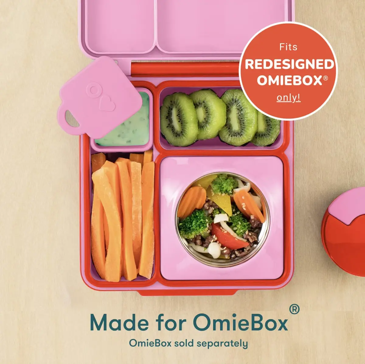 OmieBox Leakproof Dips Containers 120ml (4 oz) | Pack of 2 Pink/Teal Silicone - view 2